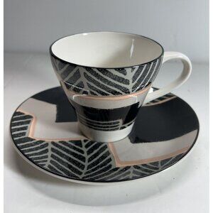 Sango Larry Laslo Dimension Black Cup & Oval Saucer – 1990s – EUC